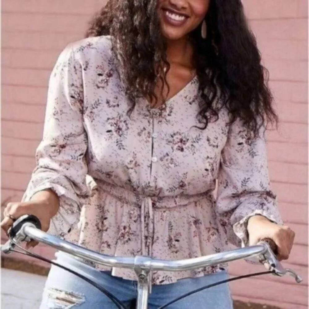 Maurices Plus Size Floral Boho Peasant Top - Picture 2 of 12